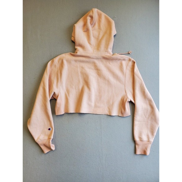 Champion Women's Reverse Weave Cropped Cut-Off Hoodie size M Pink - Picture 7 of 7